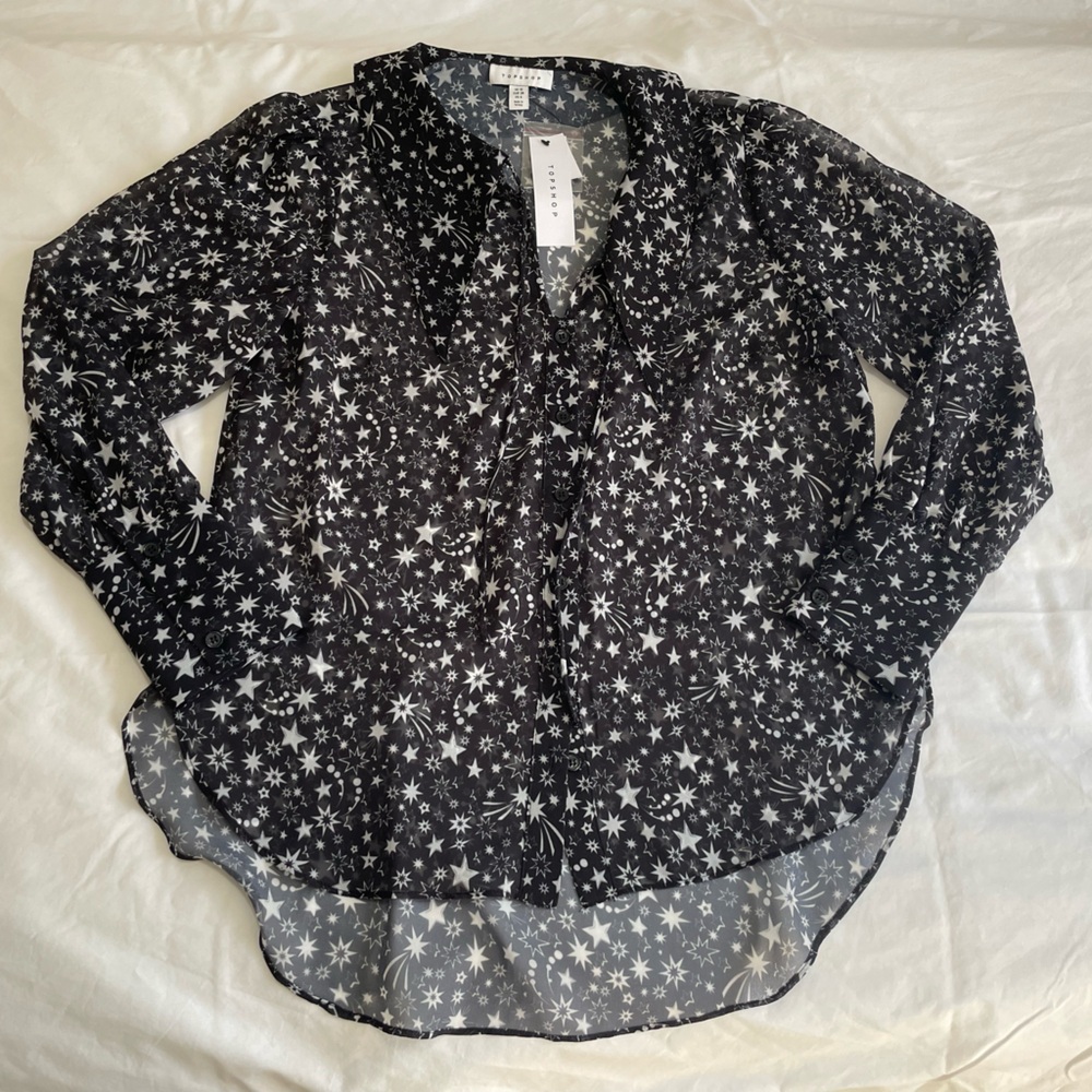 Topshop Sheer Star Print Shirt